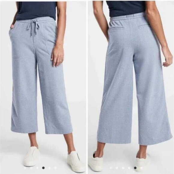 Athleta Farallon Heathered Blue Wide Leg Crop High Rise Pants Plus Size 22 - Picture 1 of 9